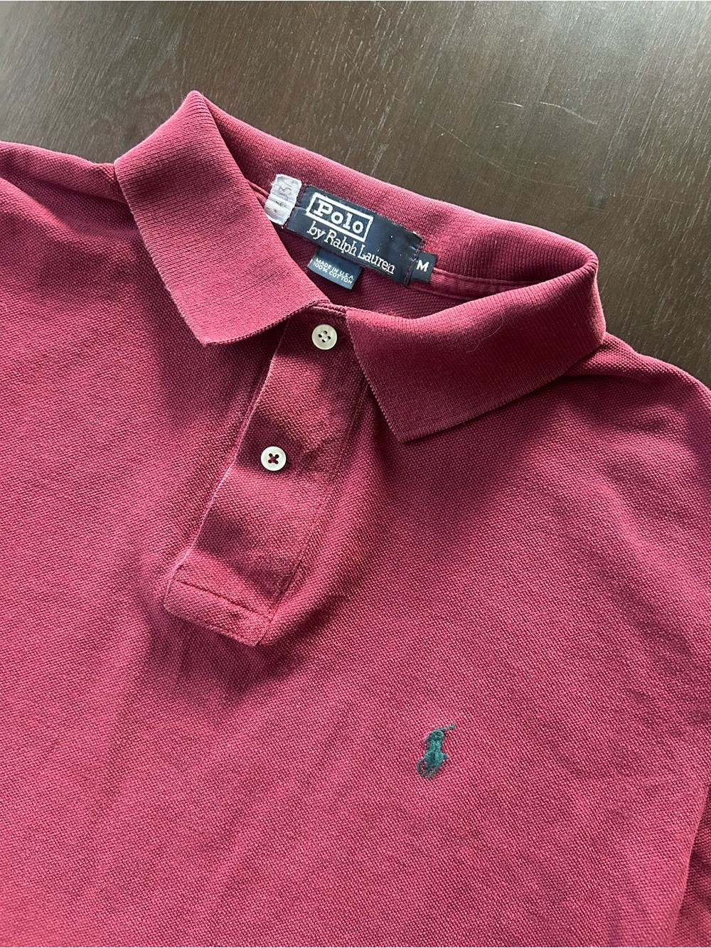 Polo by Ralph Lauren Burgundy Polo Shirt with Navy Pony Size Medium
